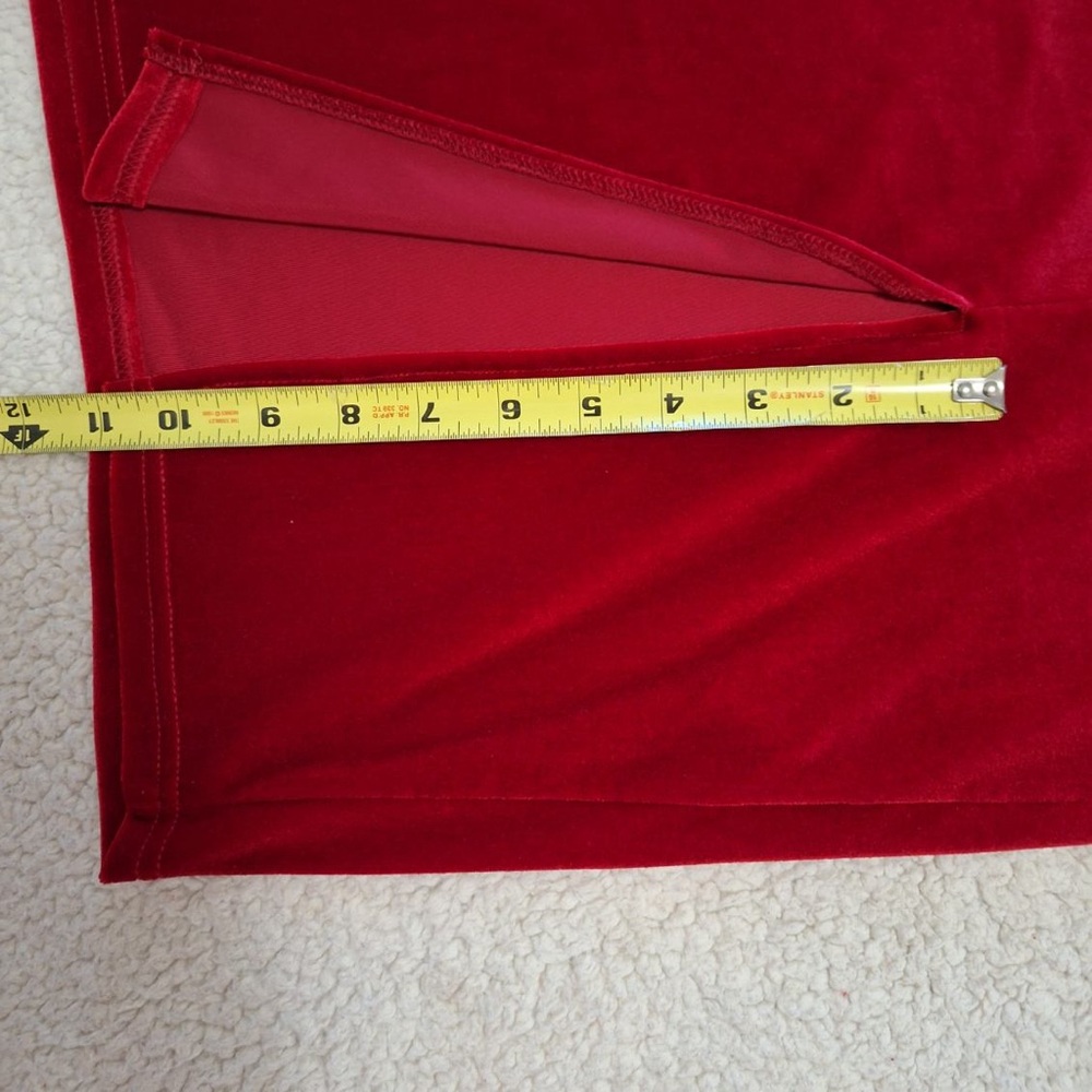 SHEIN Modely Puff Long Sleeve Velour Midi Red Dress w/Satiny Black Collar, Sz XL - Picture 13 of 15